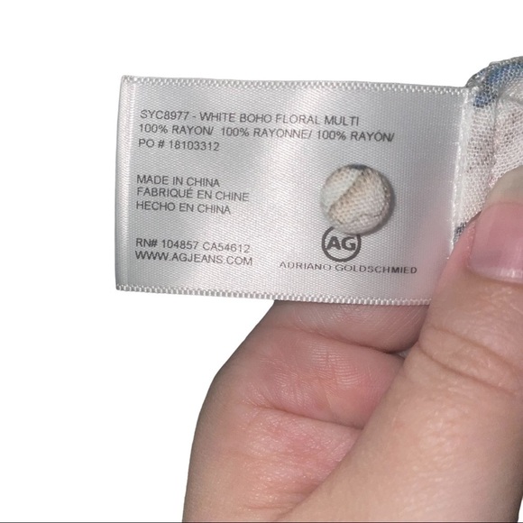 AG adriano goldshmeid lightweight white boho floral long sleeve top - Picture 7 of 8